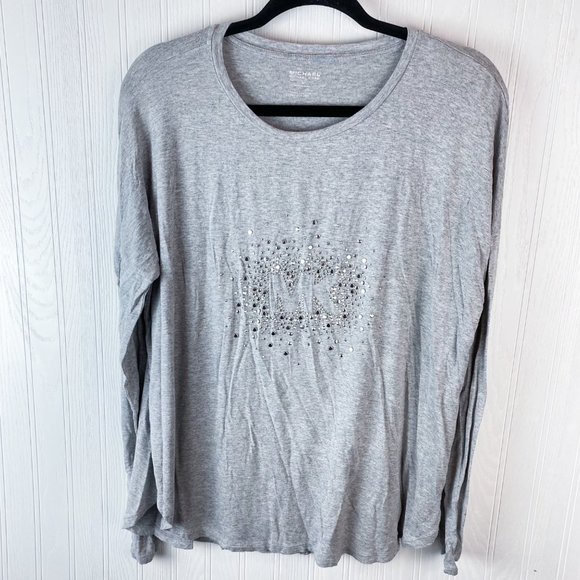 Michael Kors Gray‎ Sequin Long sleeve Tee Size medium - Picture 1 of 3